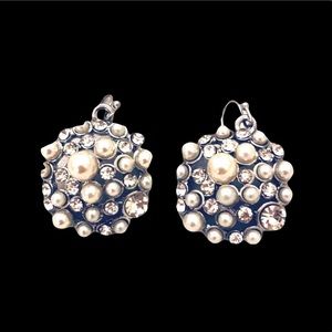 Pearl and Rhinestone Drop Earrings